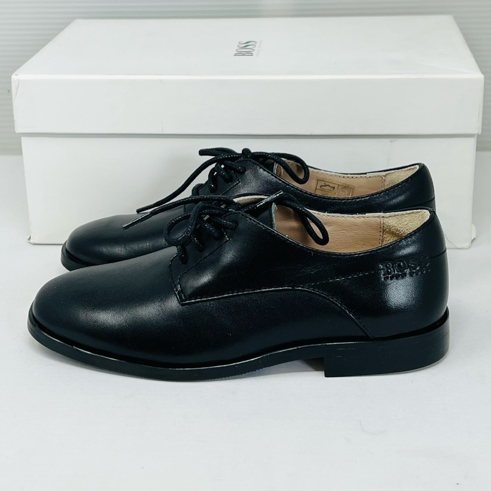 HUGO BOSS**Elegant Black Leather Boys Shoes**EU 27 US 10.5***$190